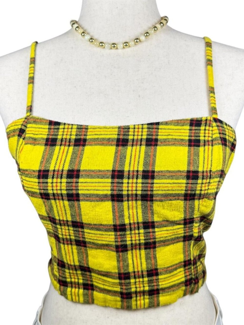 Wild Fable black and yellow grunge crop top tank top